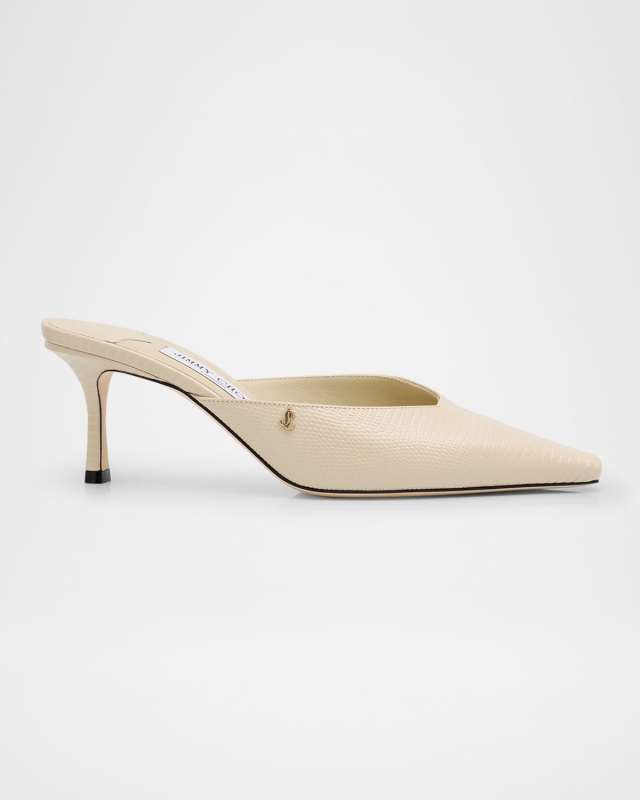 Vivi Lizard-Embossed Mule Pumps